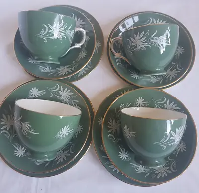 Buy Crown Staffordshire England  Bone China Tea Set, Green Floral & Wheat • 20£