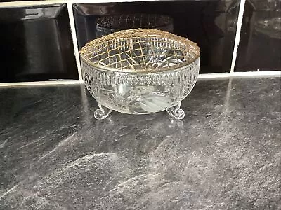 Buy Glass Cut Cut Flowers Rose Bowl With Metal Grille See Description & Photos • 12£