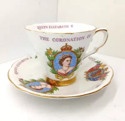 Buy Vintage Gladstone The Coronation Of Queen Elizabeth Ii Tea Cup And Saucer • 4.99£