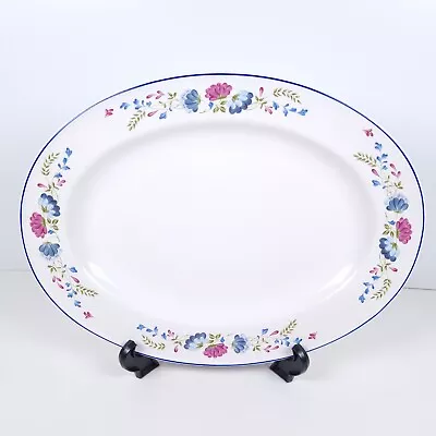 Buy BHS Priory Oval Serving Platter 36x28cm Vintage Blue Floral Tableware Britain • 24.49£