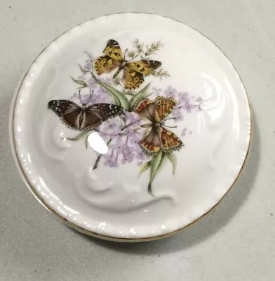 Buy Vintage Royal Grafton Fine Bone China Round Trinket Box Butterflies/Lilacs • 6.29£