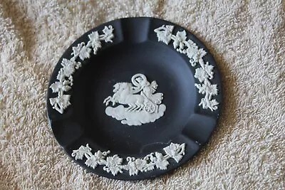 Buy Vintage Wedgwood Black Jasperware Round Ashtray / Pin Dish 11cm Chariot Pattern • 2.99£