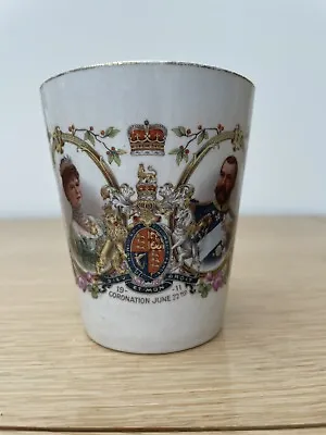 Buy A E Gray  George V Coronation Commemorative Pottery Beaker -  Portsmouth 1911 • 3.99£