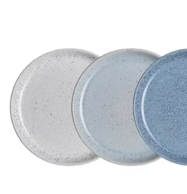 Buy Denby Coupe Dinner Plates Blue Stoneware Microwave/Refrigerator Safe (Set Of 3) • 48.04£