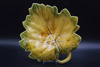 Buy 1920-1950 Vintage Sarreguemines Yellow Majolica Vine Leaf Plate Made In France • 74.53£