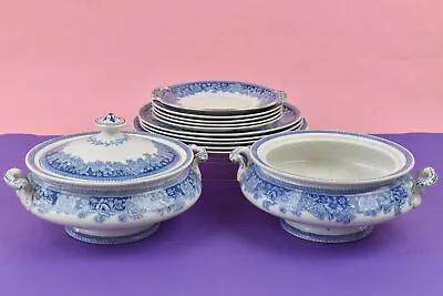Buy Vintage Burleigh Ware Dinner Set X12 Pieces Shanghai Design Blue & White Floral • 19.99£