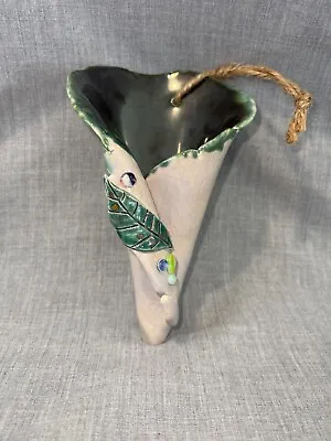 Buy Handmade Studio Art Pottery Hanging Vase Wall Pocket Signed By Artist • 17.29£