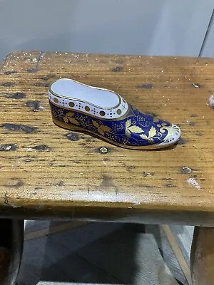 Buy Vintage Ornamental Shoe Spode Compton Woodhouse Fine Bone China Navy Gold White • 12.99£