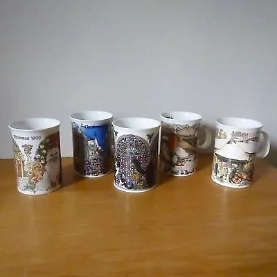 Buy 5 Dunoon Bone China Christmas Mugs 1990 To 1994 Inclusive • 34.50£