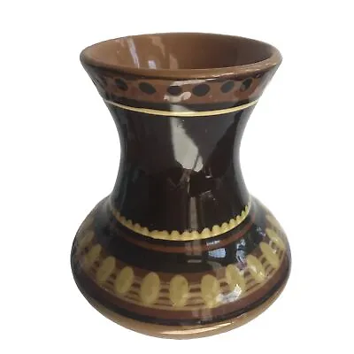 Buy Art Pottery Vase Handmade Hand Painted Brown Tan Beige Glazed Unmarked 5.5 X 4.5 • 13.48£
