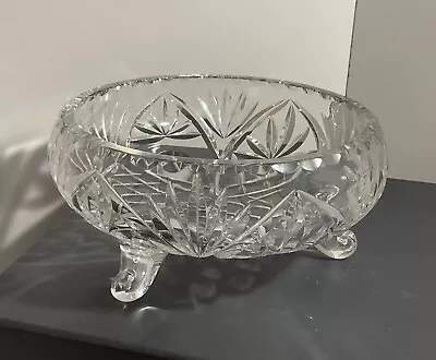 Buy Vintage Quality Cut Glass Crystal Fitted Serving Bowl  - 17cm Diameter • 8.55£