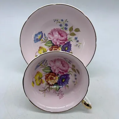 Buy Vintage Embassy Bone China Fondeville Pink Floral Tea Cup & Saucer Set England • 9.61£