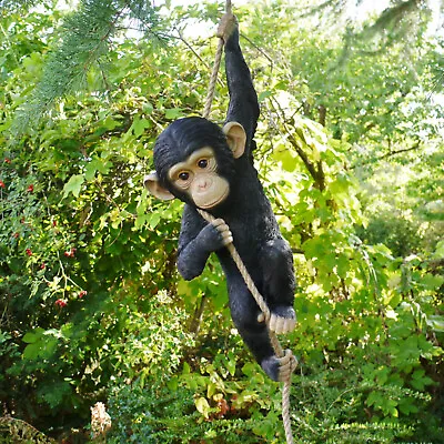 Buy Climbing Monkey Hanging On Rope Garden Tree Ornament Statue Sculpture Decoration • 43£