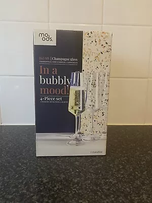 Buy Moods Set Of 4 Tall Champagne Glasses Drinkware Crystal Glass 160 Ml • 8£