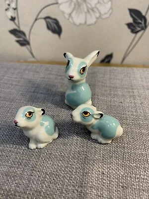 Buy Wade Whimsie Happy Family Rabbits Rare, Turquoise Patches Great Condition • 55£