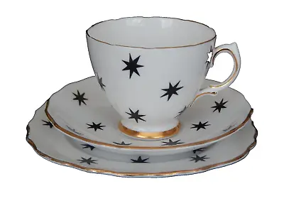 Buy Royal Vale Black Stars Vintage Trio Cup Saucer Plate Bone China Made In England • 9£