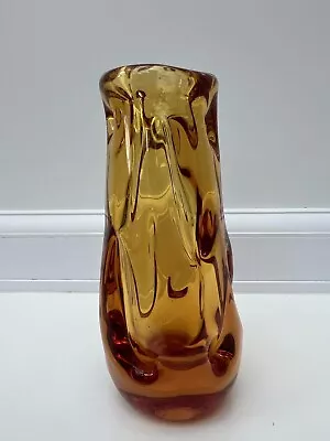 Buy Vintage 1960s Whitefriars 15cm Full Lead Crystal Amber Knobbly Glass Art • 38£