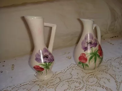 Buy Edward Radford Ware Anemone Pattern 2 X Art Deco Style Jugs Vases Hand Painted • 15£