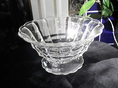 Buy Vintage Deco Good Sized Footed Thick Clear Glass Bowl Scallop Rim And Foot 8  • 7£