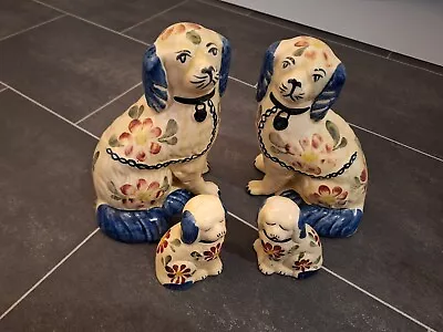 Buy Staffordshire Pottery Siltone Mantel Dogs Repro Vintage Hand Painted Signed X4 • 69.99£