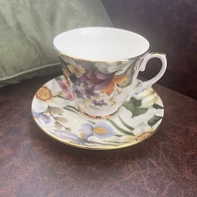 Buy Duchess - Mixed Spray - Bone China Fluted Tea Cup & Saucer With Gilt Detail • 6.99£