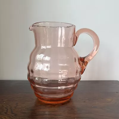 Buy 1930-40 Pink Depression Glass Pitcher, Pink  Glass Bubble Beehive Jug Art Deco • 39£