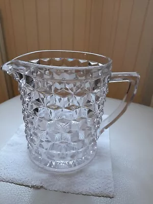 Buy Vintage Very Large 3.5 Pint Cube Effect Pattern Glass Jug. 7in Tall 6in Across. • 2£