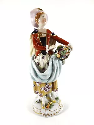 Buy Vintage Cappdimonte Naples Figurine / Lady With Basket Of Flowers Ref 380/6 • 0.99£