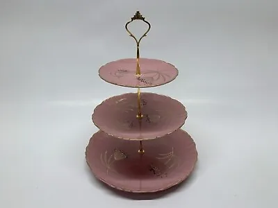 Buy Vintage Old Foley James Kent 3-Tier Cake Stand Pink Gold Floral Ballerina 5484 • 19£