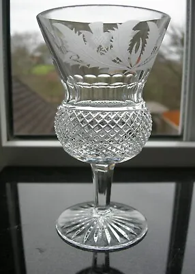 Buy Edinburgh Crystal -  Thistle  Engraved - Single White Wine Glass - Signed • 65£