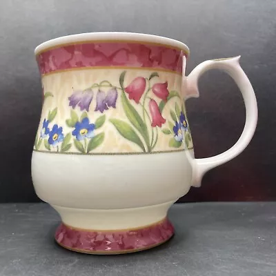 Buy Queen’s Harebells & Forget-me-nots Floral Footed Fine Bone China Mug England • 19.95£