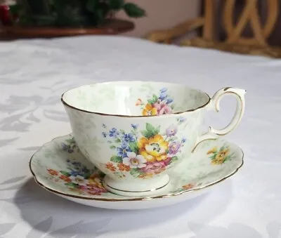 Buy Crown Staffordshire England Fine Bone China Teacup And Saucer Floral Design • 13.25£