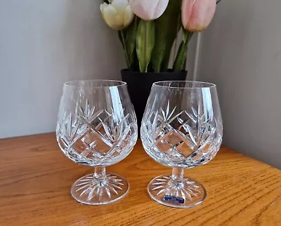 Buy 2 X Vintage Edinburgh Hand Cut Lead Crystal Brandy Glasses • 15.99£