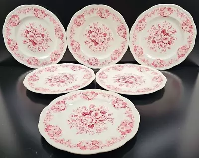 Buy 6 Alfred Meakin Salisbury Pink Dinner Plates Set Vintage Floral England MCM Lot • 76.41£