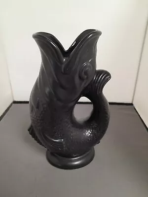 Buy Vintage Large Dartmouth Pottery Black Fish Glug Gurgle Jug 24cm • 23£