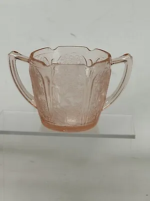 Buy Jeannette Cherry Blossom Pink Depression Ware Glass Sugar Bowl 1930 VTG 2 Handle • 15.14£