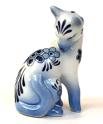 Buy 1986 Franklin Mint Cat Figure Curio Cabinet Collection Delft Blue And White Vtg • 25.08£