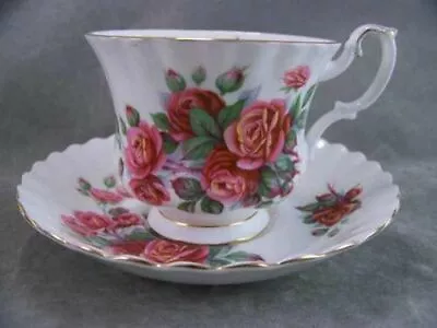 Buy English Royal Albert China Centennial Footed Rose Teacup & Saucer Gold Trim • 27.50£