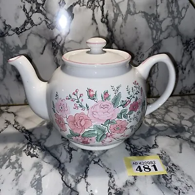 Buy Vintage Sadler For Boots White & Pink Glazed Garden Rose Ceramic 2 Pint Tea Pot • 16.50£