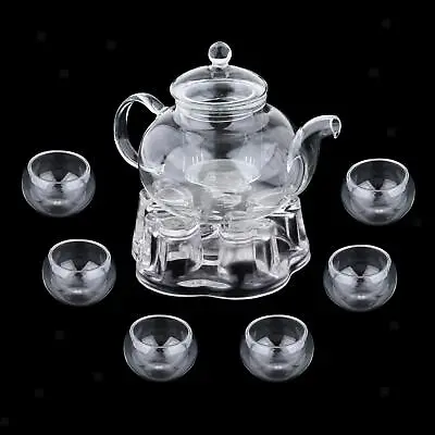 Buy Teaware Set Borosilicate Glass Flower Heat Proof Decor Teacups Cups For Home • 39.20£