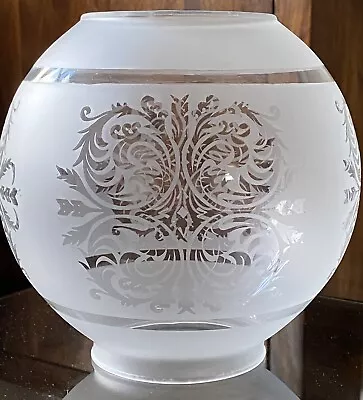 Buy Victorian Style White Frosted Glass Globe Oil Lamp Shade With Floral Motif • 45.99£