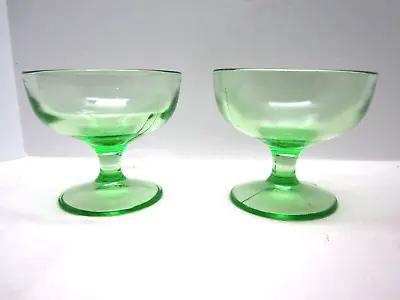 Buy 2 Vintage Uranium Vaseline Glass Sherbet Dish 1940's • 11.57£