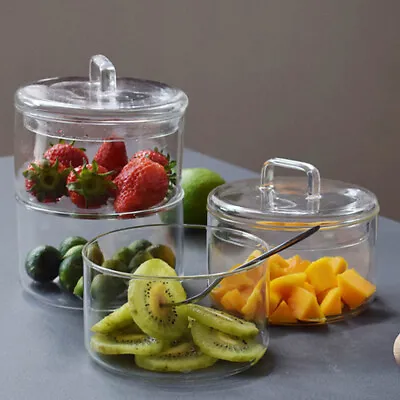 Buy  Glass Bowl Container For Sweets Mixing With Lid Containers Food Fruit Tray • 14.99£