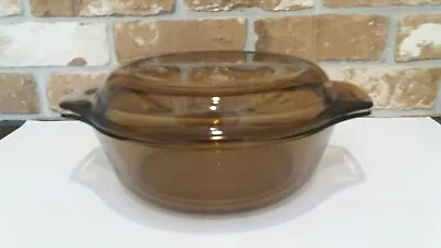 Buy Vintage Pyrex Corning Smoked Amber Glass Casserole Dish With Lid. • 14.95£