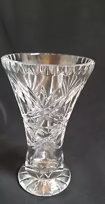 Buy Vintage Crystal Cut Glass Vase Flared  Heavy Footed 6 Inches Quality • 17.09£