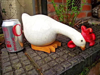 Buy Raku Style Pottery White Chicken Hen Cockerel Rooster Red Wattle & Comb Figure • 20.48£
