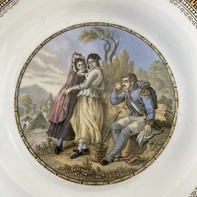 Buy Antique Victorian Prattware Pottery 'The Thirsty Soldier' Pot Lid Plate C.1880 • 15£