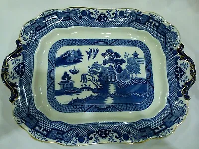 Buy Blue And White Willow Pattern Platter With Gilt Rim Coronaware, 17  (43cm) Wide • 42£