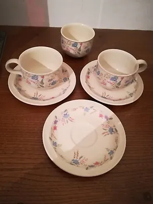 Buy Poole Pottery Springtime 2 Tea Cups & 3 Saucers One Sugar Bowl • 14£