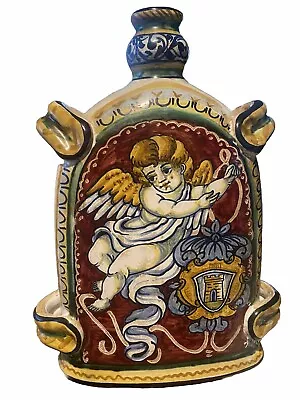 Buy Saca Castelli Italian Pottery Hand Painted Urn With Cherub 11 Inch 2015 • 52.83£